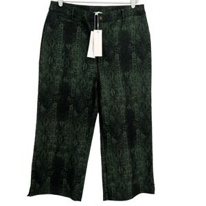 Adyson Parker Women's Wide Leg Stretch Snake Print Green Cropped Pants Size 16